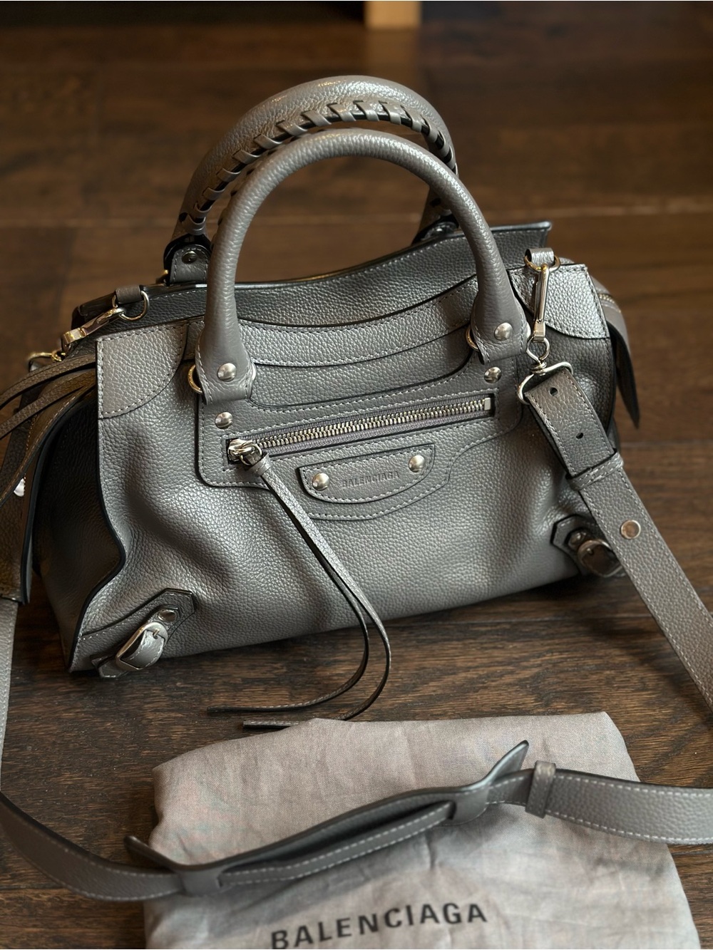 Balenciaga Gray Neo Classic City XS Grained Leather Satchel Bag